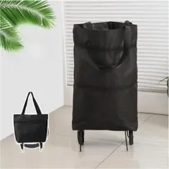 キャスター付きエコバッグ 折り畳み 軽量 折りたたみ式ショッピンカート ブラック