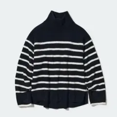 ユニクロ　スフレヤーンハイネックセーター　ボーダー　Mサイズ