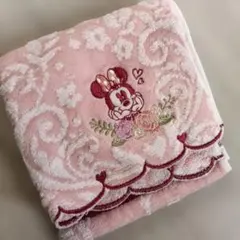ミニー刺繍ピンクタオル　Disney