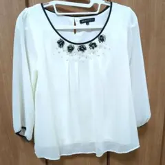 MISCH MASCHシフォン 7分袖ブラウス ホワイト