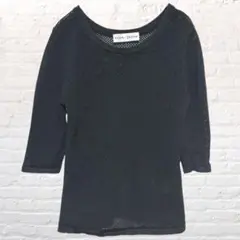 ティーナジョジュン　メッシュニット シアートップス ブラック 透かし編み　韓国系のサムネイル