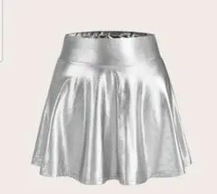 シルバー フレアスカート メタリック