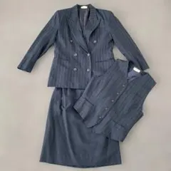 HINUCK ネイビー ストライプ スカートスーツベスト3点セット