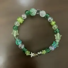 ハンドメイド ビーズブレスレット グリーン系