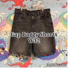極美品　GAP バギーショーツ　ブラック　ヒゲ　W32 ヴィンテージ加工　膝下のサムネイル