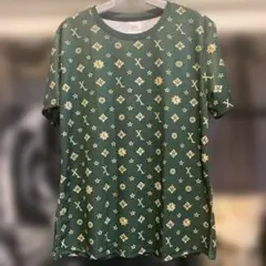 総柄 半袖 Tシャツ グリーン