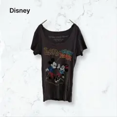 t160 ディズニー ロングTシャツ ダークブラウン 2 ミッキー ミニー 春夏
