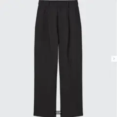 リネンブレンドタックワイドパンツ（丈標準67～69cm）ブラック