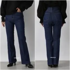 LOWRYSFARM　ハイウエストフレアデニム　XS　ワンウォッシュ　美品のサムネイル