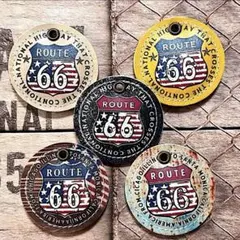 ROUTE66★ぷっくりレザーチャーム　／革タグ