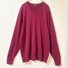 UNIQLO Vネック　セーター　長袖　バーガンディ　M ニット　トップス　M