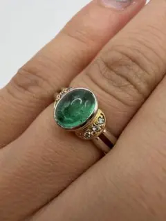 美品☆Pt900☆絶品コロンビア産エメラルド 1.12ct+ダイヤ リング 