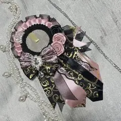 【 No.5 ピンク × 黒 】色違い◎ 痛ロゼット ハンドメイド