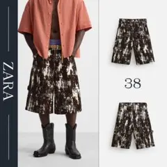【新品未使用】　アニマルプリント デニムバミューダパンツ　38