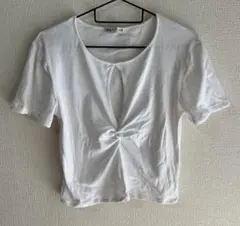 ZARA ザラ カットアウト クロップド Tシャツ ツイストデザイン L