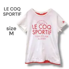 ルコックスポルティフ　Tシャツ　M　半袖シャツ　ホワイト　胸ロゴ　コットン　古着