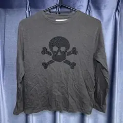 ZARA キッズ スカル スタッズ 長袖 Tシャツ 128cm グレー ロンT