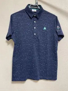 ネイビー パターン入り ポロシャツ