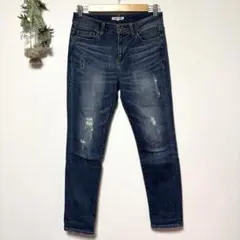 グローバルワーク｜ダメージスキニーデニム｜ストレッチジーンズ｜クラッシュ｜L
