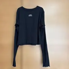 GU クロップドTシャツ 黒　アーム付き　ガール　Lサイズのサムネイル
