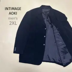 美品インティメージアオキメンズ3L黒ブラックベルベット風フォーマルジャケット