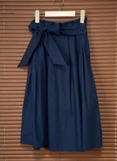 【断捨離SALE中】nanouniversリボン付きウエストゴム フレアスカート