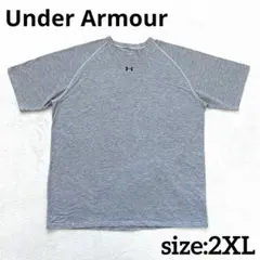 Under Armour ヘザーグレー Tシャツ 2XL 無地 ワンポイントロゴ