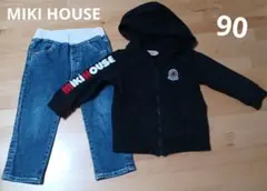 MIKI HOUSE フード付き ロゴパーカー & デニム 90