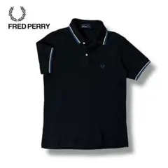 【美品】フレッドペリー コットン 鹿の子 ポロシャツ ブルー Lサイズ 日本製