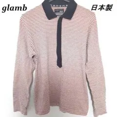 glamb グラム ストライプ長袖ポロシャツ 日本製 ピンク系 1/Sサイズのサムネイル