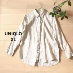 ＊美品＊UNIQLO プレミアムリネンシャツ 長袖 ベージュ XL 麻100