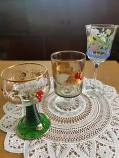 ドイツ製 レーマー 1個とフランス2個グラスセット