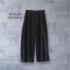 ヒューマンウーマン パンツ ズボン 冬 秋 スエード調 ウエストバックゴム S