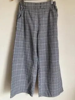 チェック柄 ワイドパンツ サイドポケット付き155〜160cm