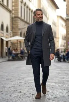 LARDINI ラルディーニ チェスターコート 46 ウール チャコールグレーのサムネイル