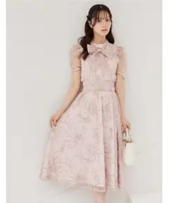 ２ＷＡＹボウタイリボン付きチュール刺繍ウエストシャーリングワンピース　tocco