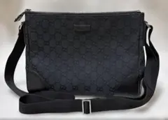 GUCCI グッチ ショルダーバッグ GGキャンバス×レザー ブラック