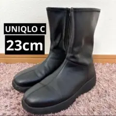 UNIQLO C ブラック ショートブーツ 厚底ブーツ ジッパー付き