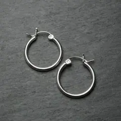 シルバー925 silver シンプルフープピアス/軽研磨仕上げ