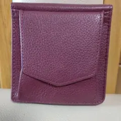 二つ折り財布 小銭入れ付き ワインレッド　牛革