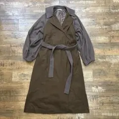 I-am ボリューム タック ウール トレンチ コート ブラウン