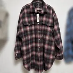 SHARE SPIRIT メンズ ネルシャツ 赤黒チェック ロングのサムネイル