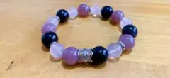 ブラックシリカ ローズクォーツ 天然石ブレスレット 8mm 手首周り16cm 