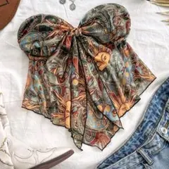 太陽プリント ストラップレスキャミソール 平成のギャルになれる