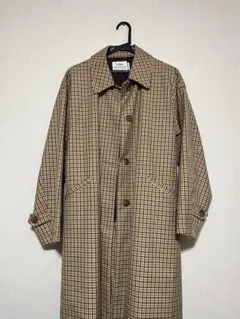 coen チェックステンカラーコート