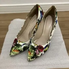 フローラルプリント ハイヒール