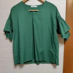 chocol raffine robe Vネック 半袖カットソー グリーンのサムネイル