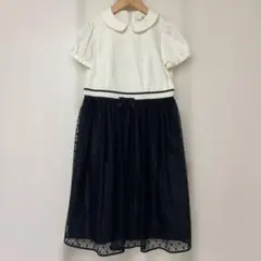 150 組曲　半袖ワンピース ホワイト/ブラック