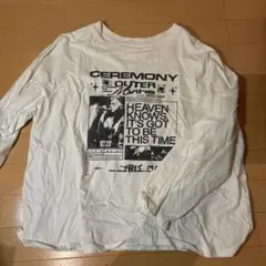 プリント入りホワイト長袖Tシャツ