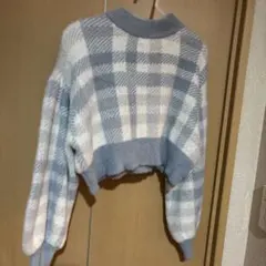 Heather チェック柄 シャギーニット 長袖